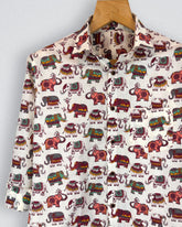 Colorful Elephant Motif – Full Sleeve Cotton Shirt